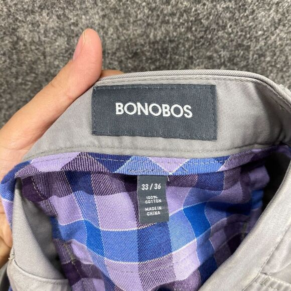 Bonobos Pants Men 33/36 Gray Mid Rise Flat Front Athletic Skinny Pockets Solid - Picture 8 of 11